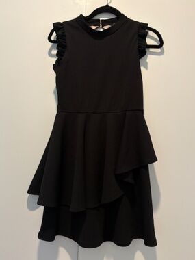 Ava & Yelly Black Ruffle Fit & Flare Dress Girls Size 14 Made in USA